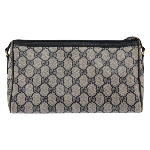 GUCCI GG Supreme Shoulder Bag PVC Navy Gold Auth 148266 - Picture 3 of 16